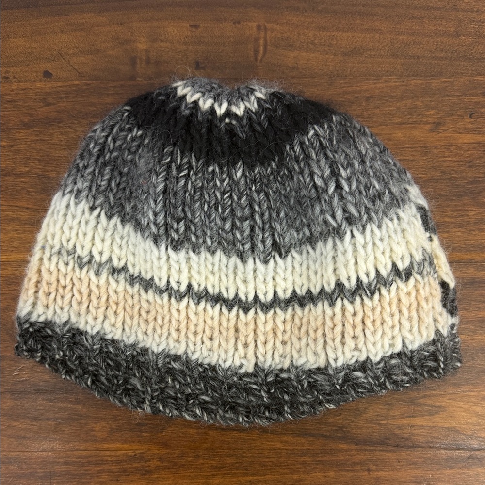 Preston & York Ombre-Striped Wool-Blend Knit Italian Made Beanie OSFA Multi EUC